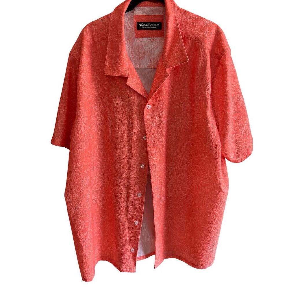 Nick Graham Coral Camp-Collar Short Sleeve Button-Down Shirt